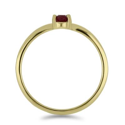BUY 925 SILVER GOLD PALTED WITH GLASS FILLED RUBY GEMSTONE RING